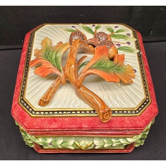 Vintage Fitz & Floyd Classics Equestrian Collection Octagon Box w Lid Fall Decor - Picture 1 of 11